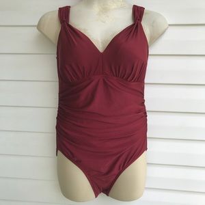 Tummy tuck flattering cherry swimsuit 2X 16-18 NEw